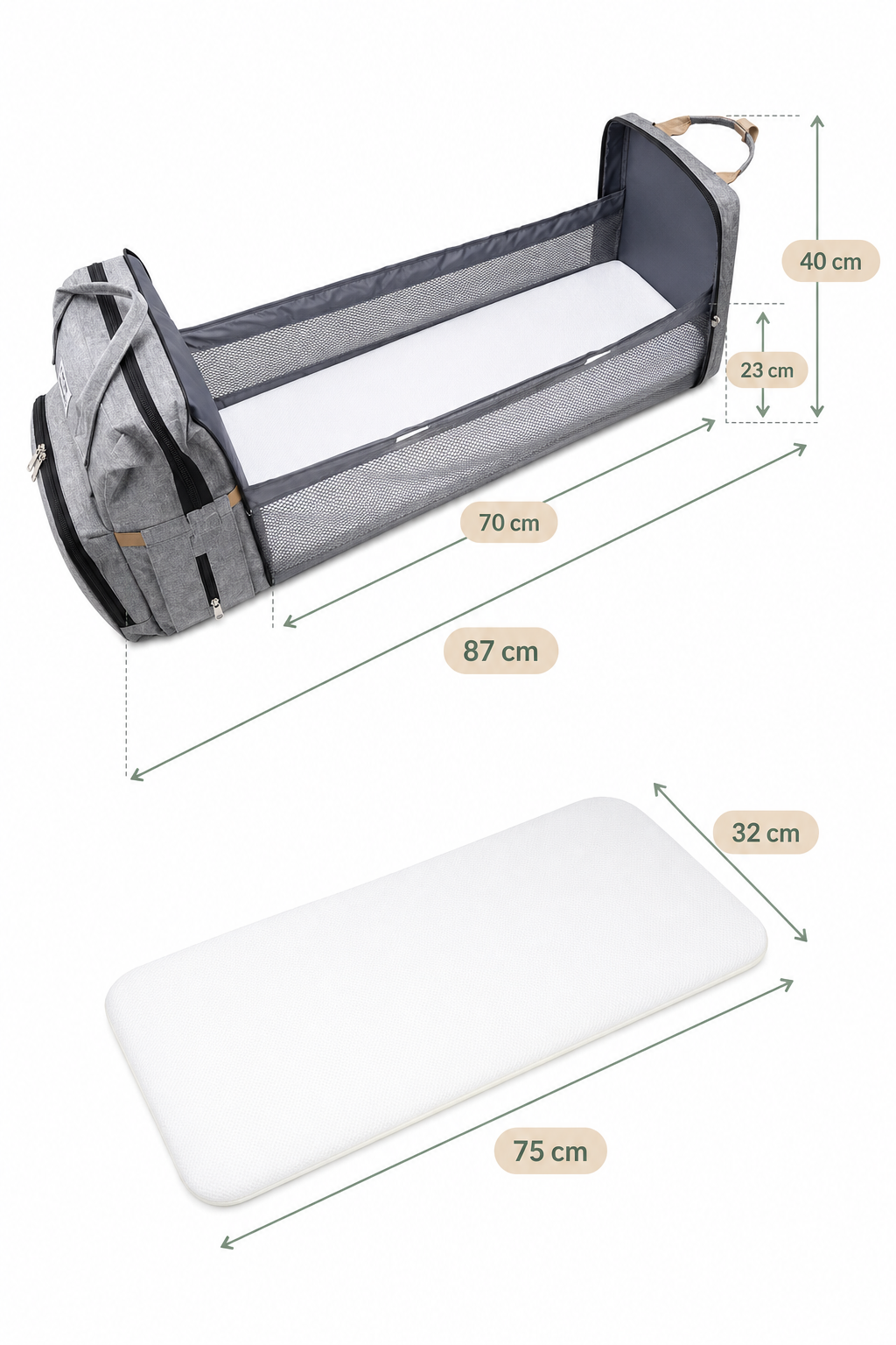 Mochila Pañalera Convertible 3 en 1 · Cuna de Viaje y Cambiador | Niddo Refugio